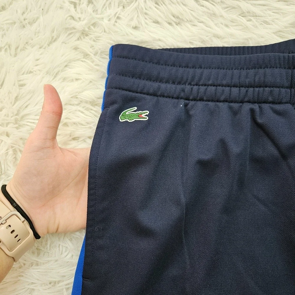 Lacoste Sport Mens Track Pants Navy Blue Royal‎ Stripe Joggers 2XL Drawstring